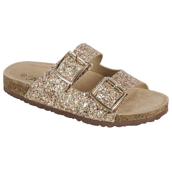 RESTOCKED 💕 Gold sparkle sandals - Picture 3 of 7